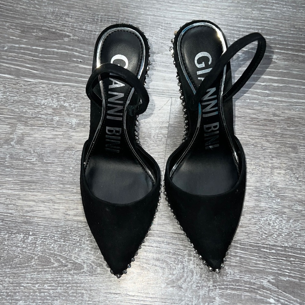 Slingback Rhinestone Trim Detail Dress Pumps